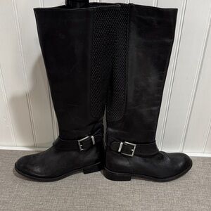 Clarks Black Heeled Boots with Buckle